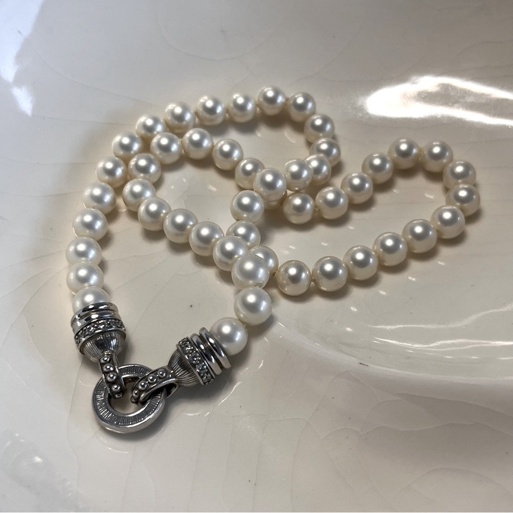 Vintage Judith Ripka Sterling 925 Pearl Necklace